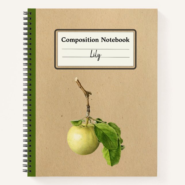 A Yellow Apple With Leaves Personalized Comp Notebook (Front)