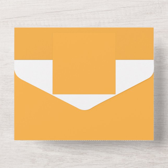a yellow background with a black border all in one invitation (Back)