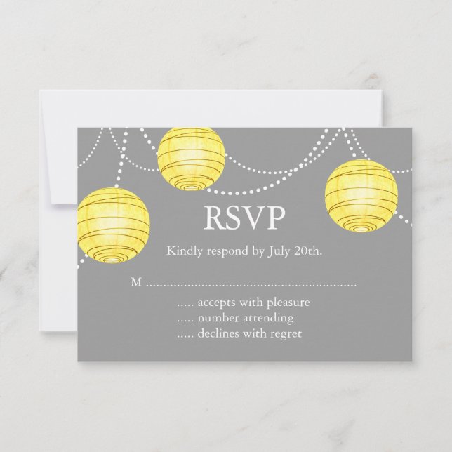 A Yellow & Grey Party Lanterns RSVP (Front)