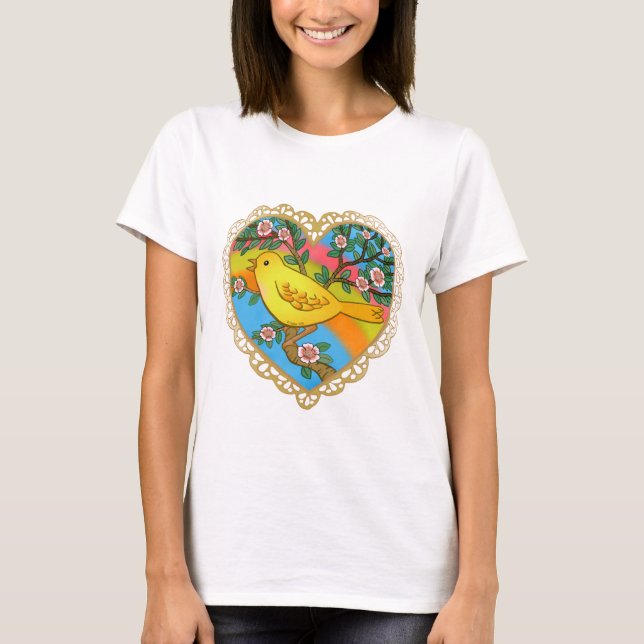 A Yellow  Heart Bird T-Shirt (Front)
