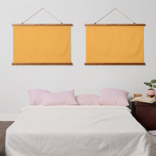 A yellow square featuring a clean white border, cr hanging tapestry (Bedroom)