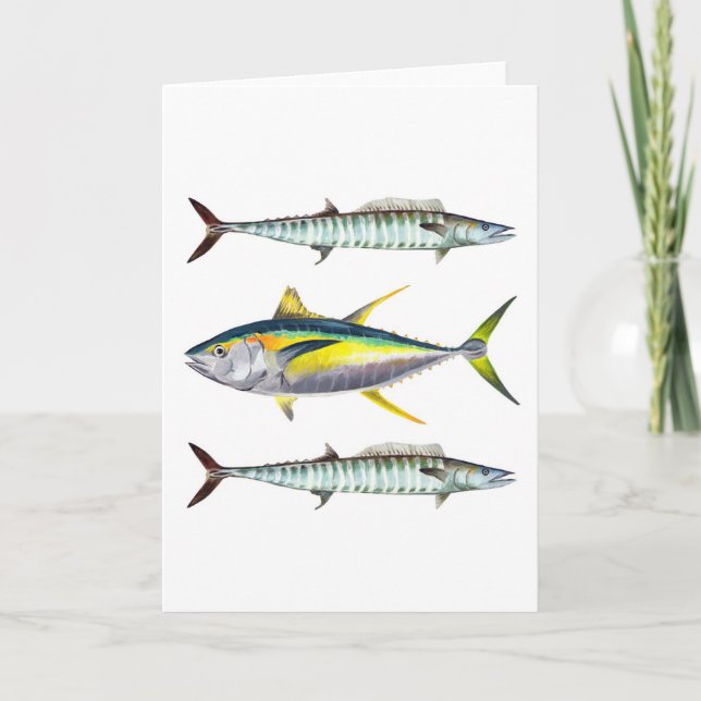 A Yellowfin Tuna and Wahoo fish card (Front)