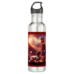 A Young Alipine Girl And Her Loving Dachshund 710 Ml Water Bottle