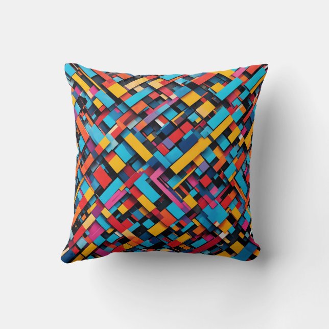 A young, colourful pattern image throw pillow (Back)