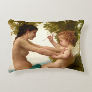 A Young Girl Defending Herself Against Eros Accent Pillow