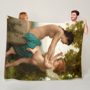 A Young Girl Defending Herself Against Eros Fleece Blanket