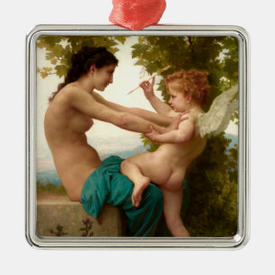 A Young Girl Defending Herself Against Eros Metal Ornament