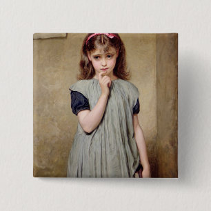 A Young Girl in the Classroom, 1876 (oil on canvas 2 Inch Square Button