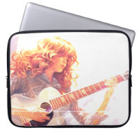 A Young Girl Playing Guitar on an Electronics Bag