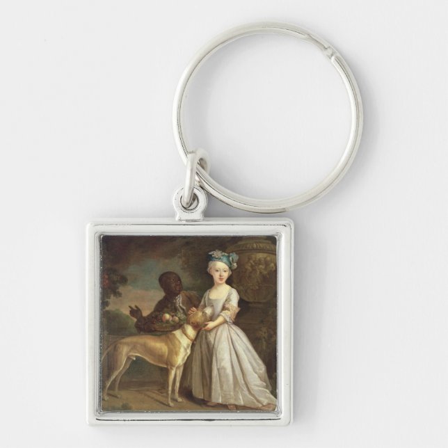 A Young Girl with a Dog and a Page, 1720-30 (oil o Keychain (Front)