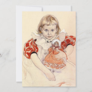 A Young Girl with a Doll by Carl Larsson, Holiday Card
