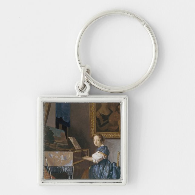 A Young Lady Seated at a Virginal, c.1670 Keychain (Front)