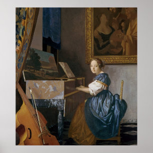 A Young Lady Seated at a Virginal, c.1670 Poster