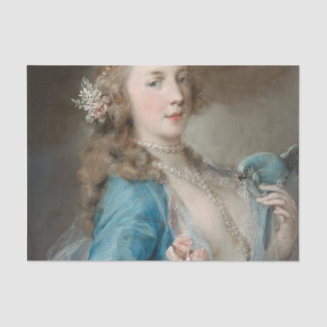 A Young Lady with a Parrot (by Rosalba Carriera) Tissue Paper (Front)