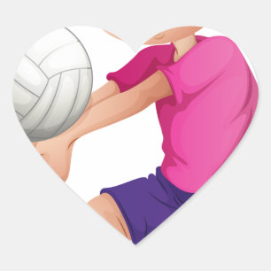 A young man playing volleyball heart sticker