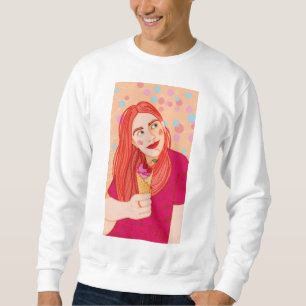a young red-haired girl. sweatshirt