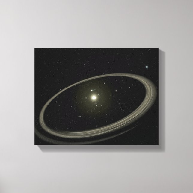 A young star circled by full-sized planets canvas print (Front)