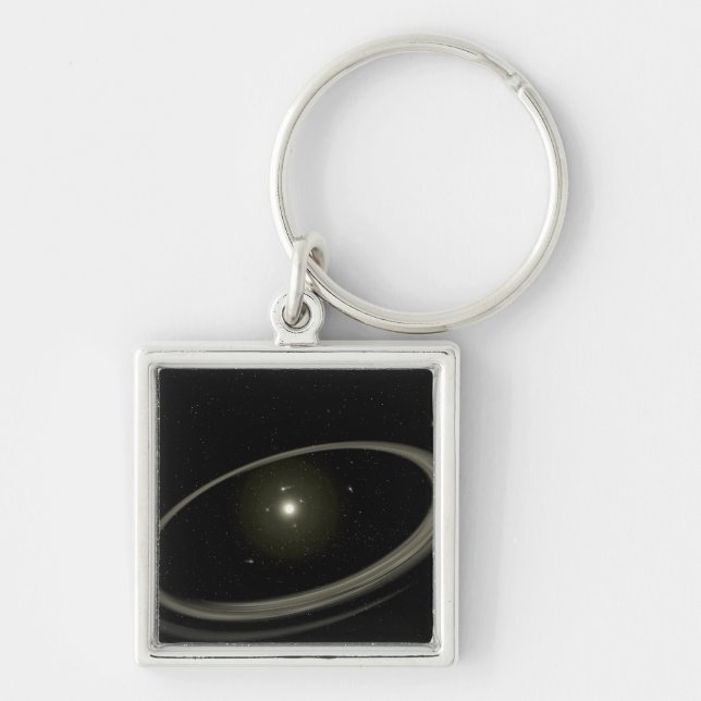 A young star circled by full-sized planets keychain (Front)