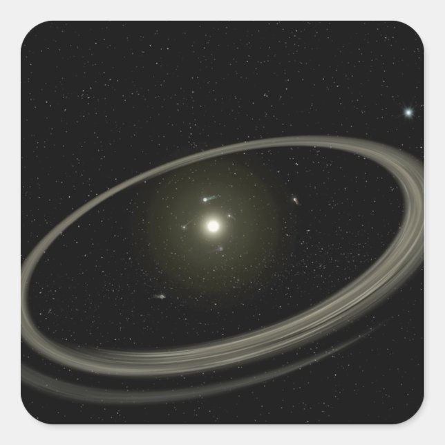 A young star circled by full-sized planets square sticker (Front)