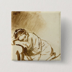 A Young Woman Sleeping  c.1654 2 Inch Square Button
