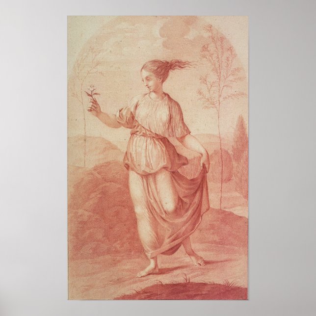 A Young Woman walking bare-footed in a Landscape Poster (Front)