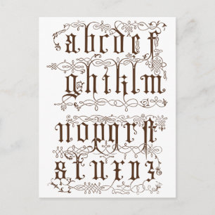 A-Z Alphabet Illustrative accesories Postcard