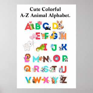 A-Z Animal Alphabet– Cute Colourful ABC Poster