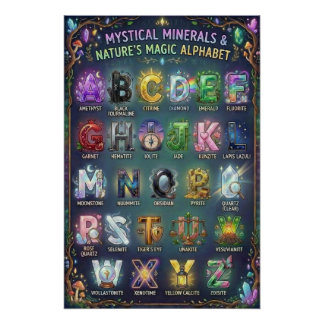 A-Z Mystical Crystals Alphabet Poster