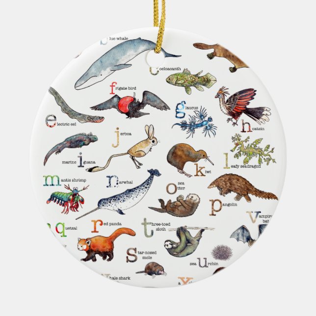 A-Z of amazing animals Ceramic Ornament (Front)