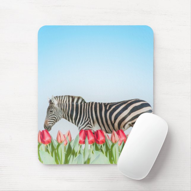 A Zebra Among the Tulips Mouse Pad (With Mouse)