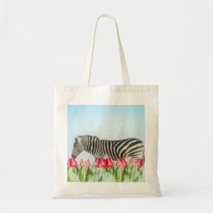 A Zebra Among the Tulips Tote Bag