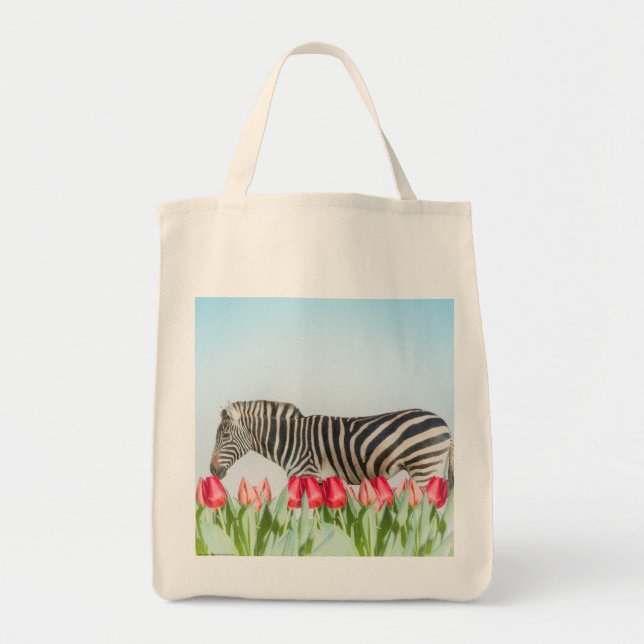 A Zebra Among the Tulips Tote Bag (Front)