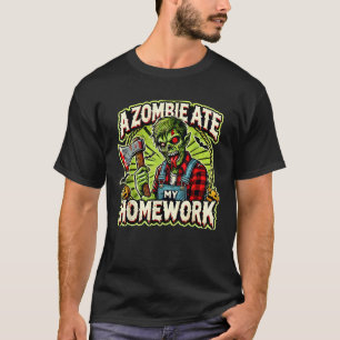 A Zombie Ate My Homework Halloween Costume Funny U T-Shirt