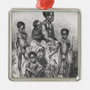 A Zulu family from The History of Mankind Metal Ornament