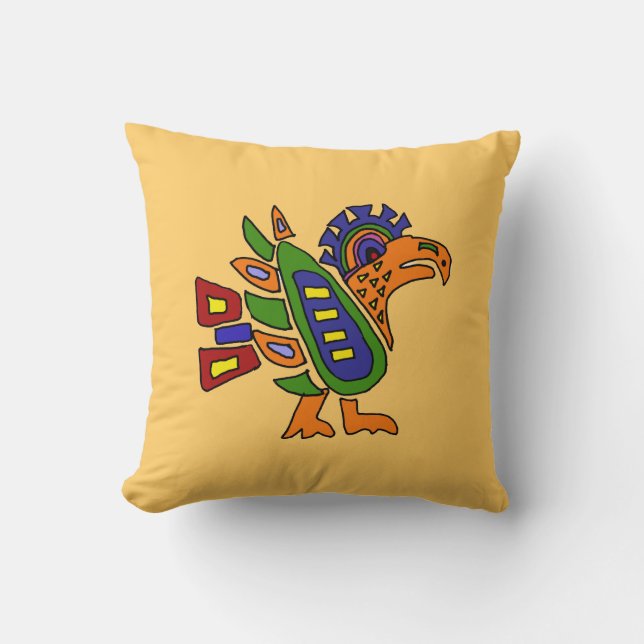 AA- Awesome Mexican Art Style Eagle Design Throw Pillow (Front)