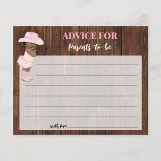 AA Cowgirl Advice for Mom & Dad Baby Shower Card