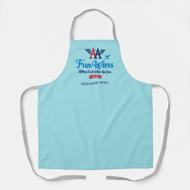 AA Fun Wives Logo Personalized Blue Apron (Front)