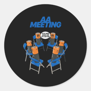 Aa Meeting Battery Funny Sarcastic Humor Classic Round Sticker