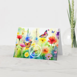AA Symbol Butterflies and Flowers Recovery Card