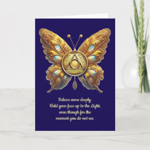 AA Symbol Butterfly and Prayer Anniversary Card