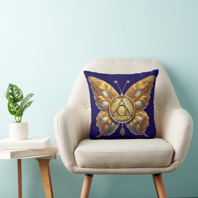 AA Symbol Butterfly and Prayer Throw Pillow (Chair)