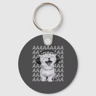 Aaaa Screaming Cat Meme Wearing Headphones Cat Int Keychain
