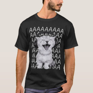 Aaaa Screaming Cat Meme Wearing Headphones Cat Int T-Shirt