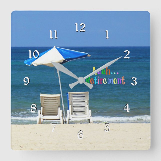 Aaah...retirement, a day at the beach square wall clock (Front)