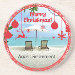 Aaah...Retirement, Coaster<br><div class="desc">Aaah... retirement, relaxing at the beach, colourful Christmas design.</div>