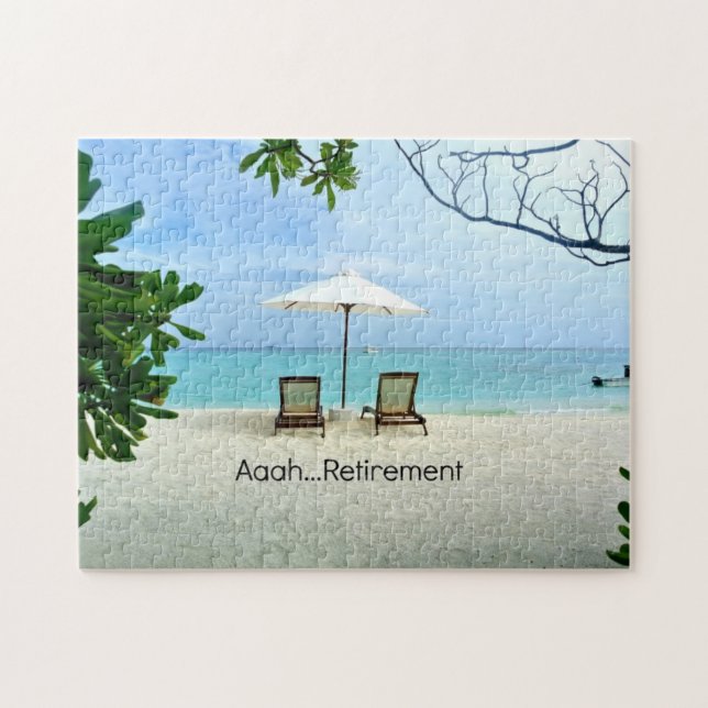 Aaah...retirement, relaxing at the beach jigsaw puzzle (Horizontal)
