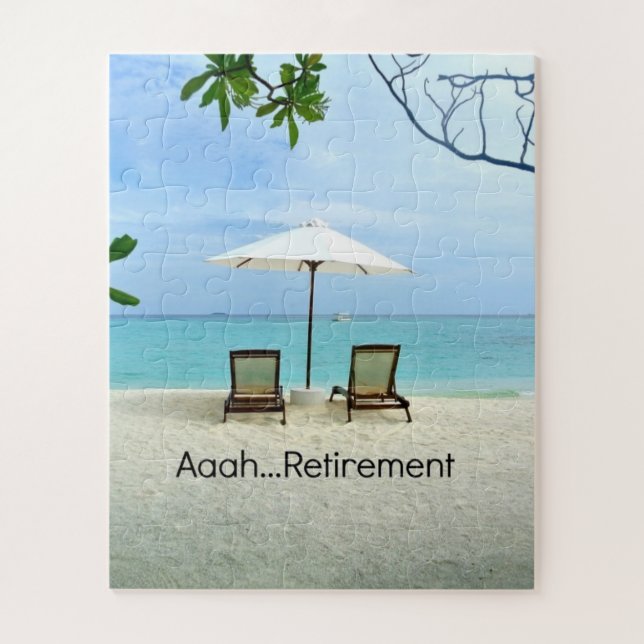 Aaah...retirement, relaxing at the beach jigsaw puzzle (Vertical)