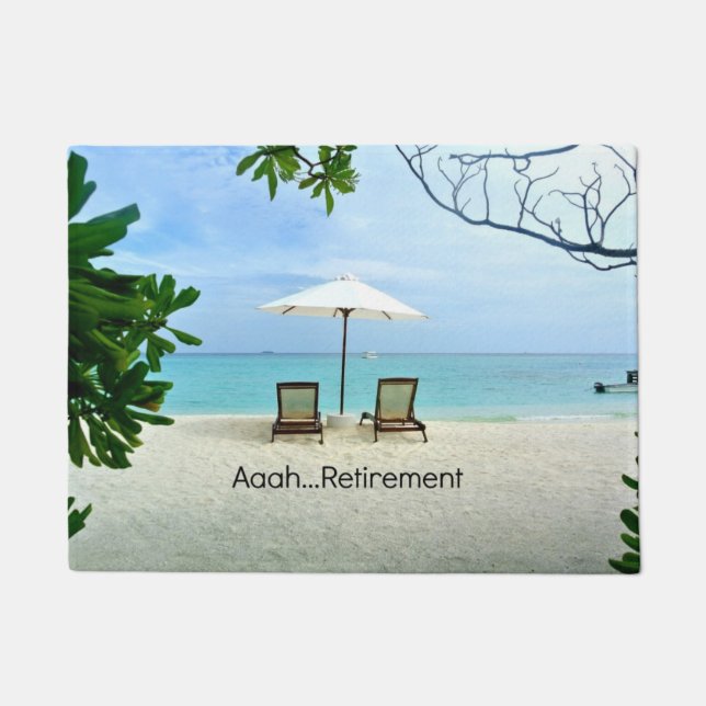 Aaah...retirement, relaxing beach scene, doormat (Front)