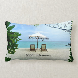 Aaah...retirement, relaxing beach scene lumbar pillow