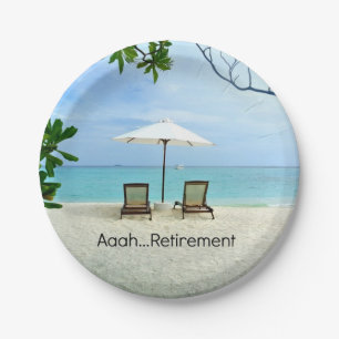 Aaah...retirement, relaxing beach scene,  paper plate